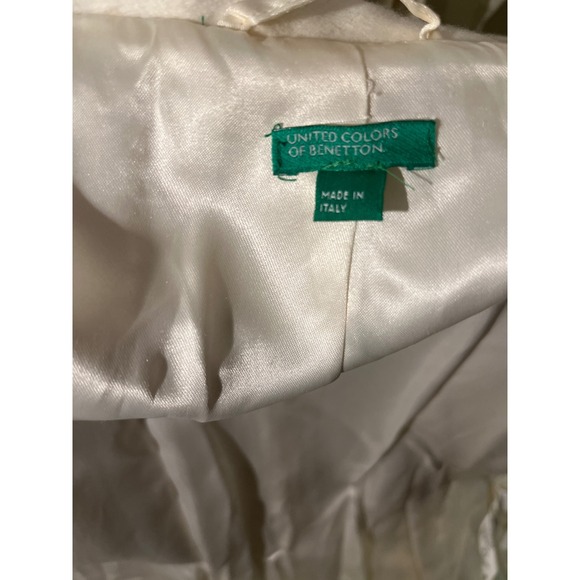 Cream Double Breasted Peacoat Hi Neck Button Up Warm Winter Coat wool blend SZ M - Picture 9 of 10